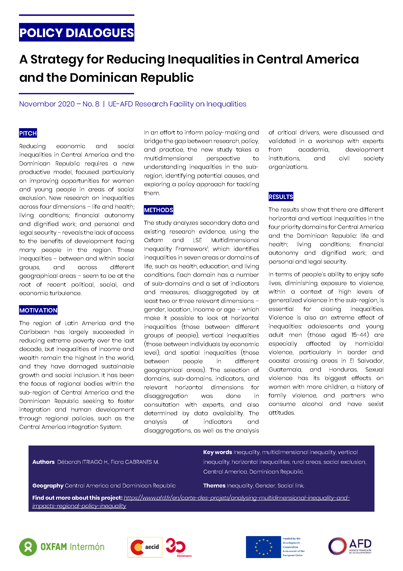 Policy dialogues on A Strategy for Reducing Inequalities in Central America and the Dominican Republic