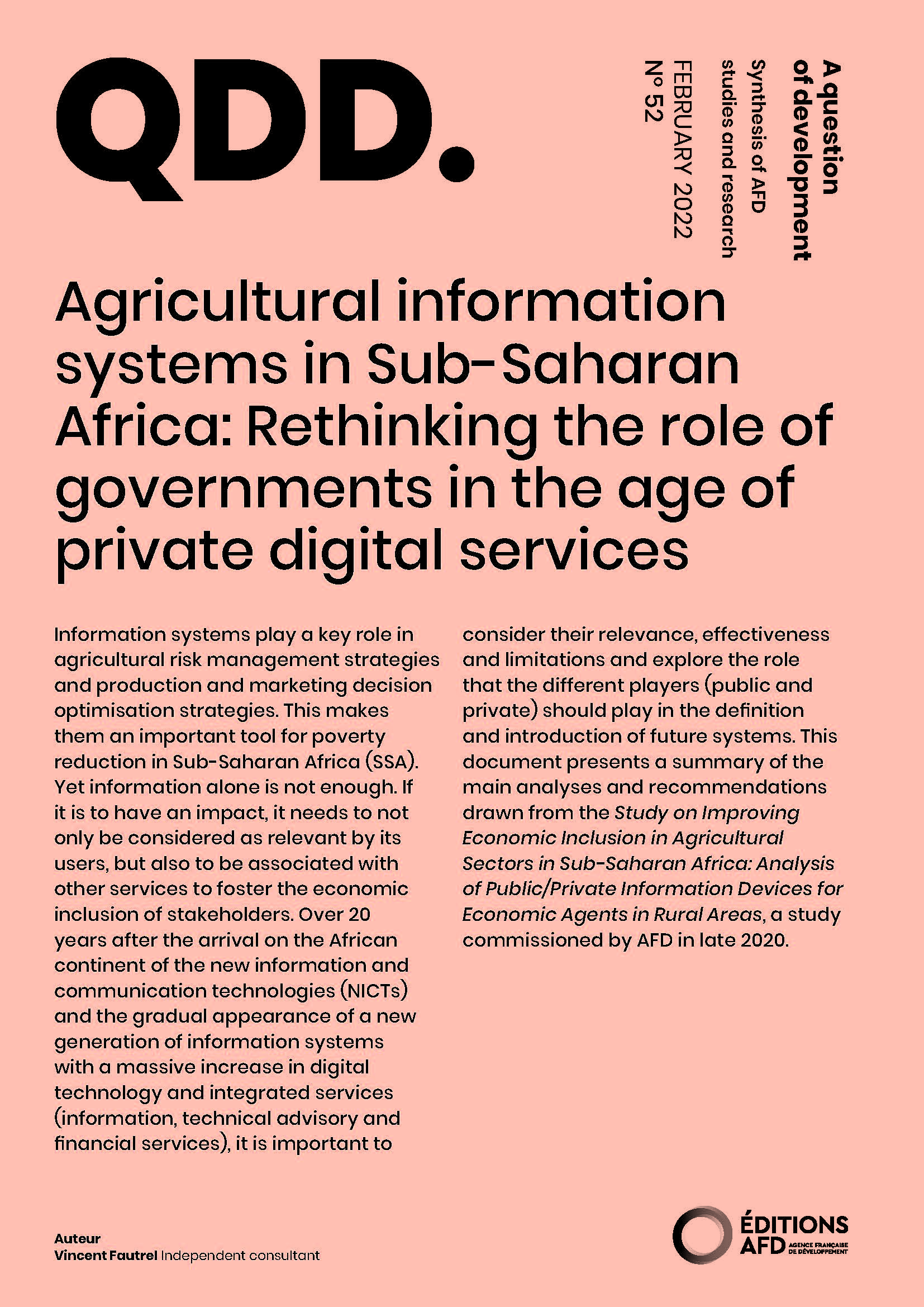 QDD 52 Agricultural information systems in Sub-Saharan Africa